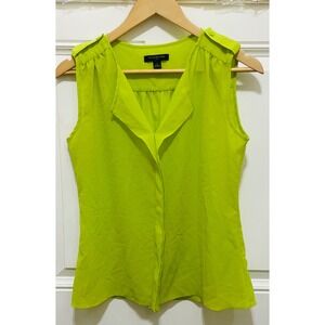 Banana Republic Sleeveless Blouse Button Down Collared Top Chartreuse S